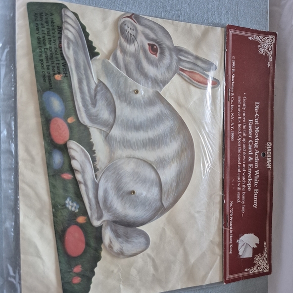 Die-cut Mpvinf Action White Bunny Easter Card And Envelope - Picture 3 of 6
